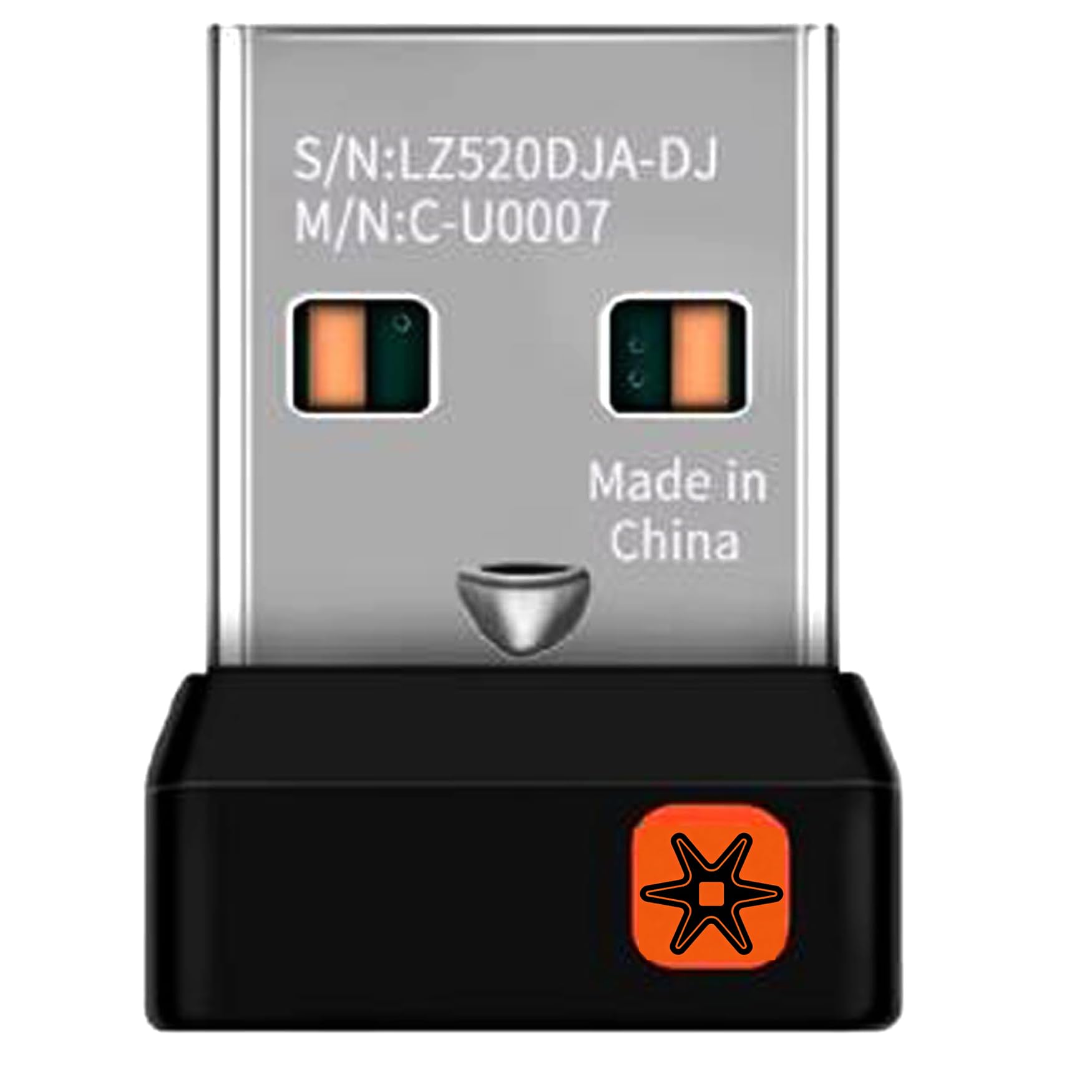 C-U0008 Unifying Receiver for Mouse and Keyboard Works with Any Logitech Product that Display The Unifying Logo (Orange Star, Connects up to 6 Devices) (C-U0007 C-U0008)