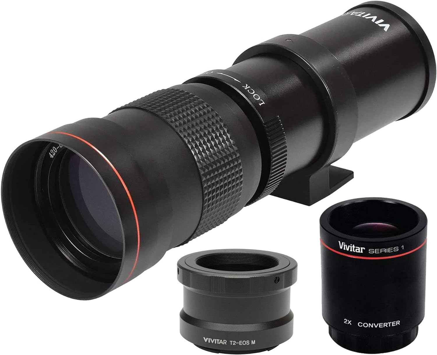 420-1600mm f/8.3 Manual Telephoto Zoom Lens for Canon Digital EOS Rebel EOS-M, EOS M2, EOS M5, EOS M6, EOS M6 Mark II, EOS M10, EOS M50, EOS M50 II, EOS M100, EOS M200 Cameras