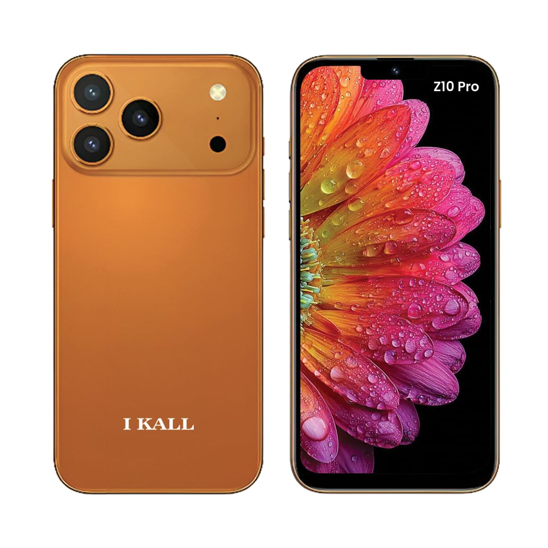 IKALL Z10 Pro Mobile Phone, Android 14, 6.53-inch HD Display, 4GB RAM, 64GB Internal Storage, Octa-Core Processor, 20MP + 8MP Camera, 5000mAh Battery, Dual SIM 4G Smartphone (Orange)
