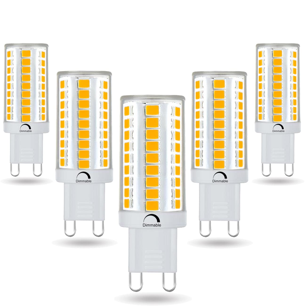 KAKEMONO G9 Led Bulbs Dimmable 6W, 50W Halogen Equivalent, 2700K Soft Warm White, T4 Bi-pin Led Bulbs for Chandelier Pendant Wall Lighting, Pack of 5