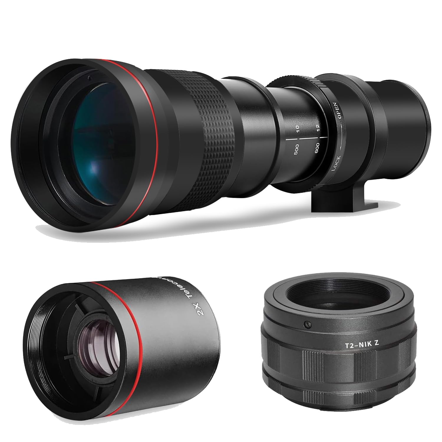 High-Power 420-1600mm f/8 Manual Telephoto Lens for Nikon Z5, Z6, Z6 II, Z7, Z7 II, Z8, Z9, Z30, Z50, Zf, Zfc Mirrorless Cameras