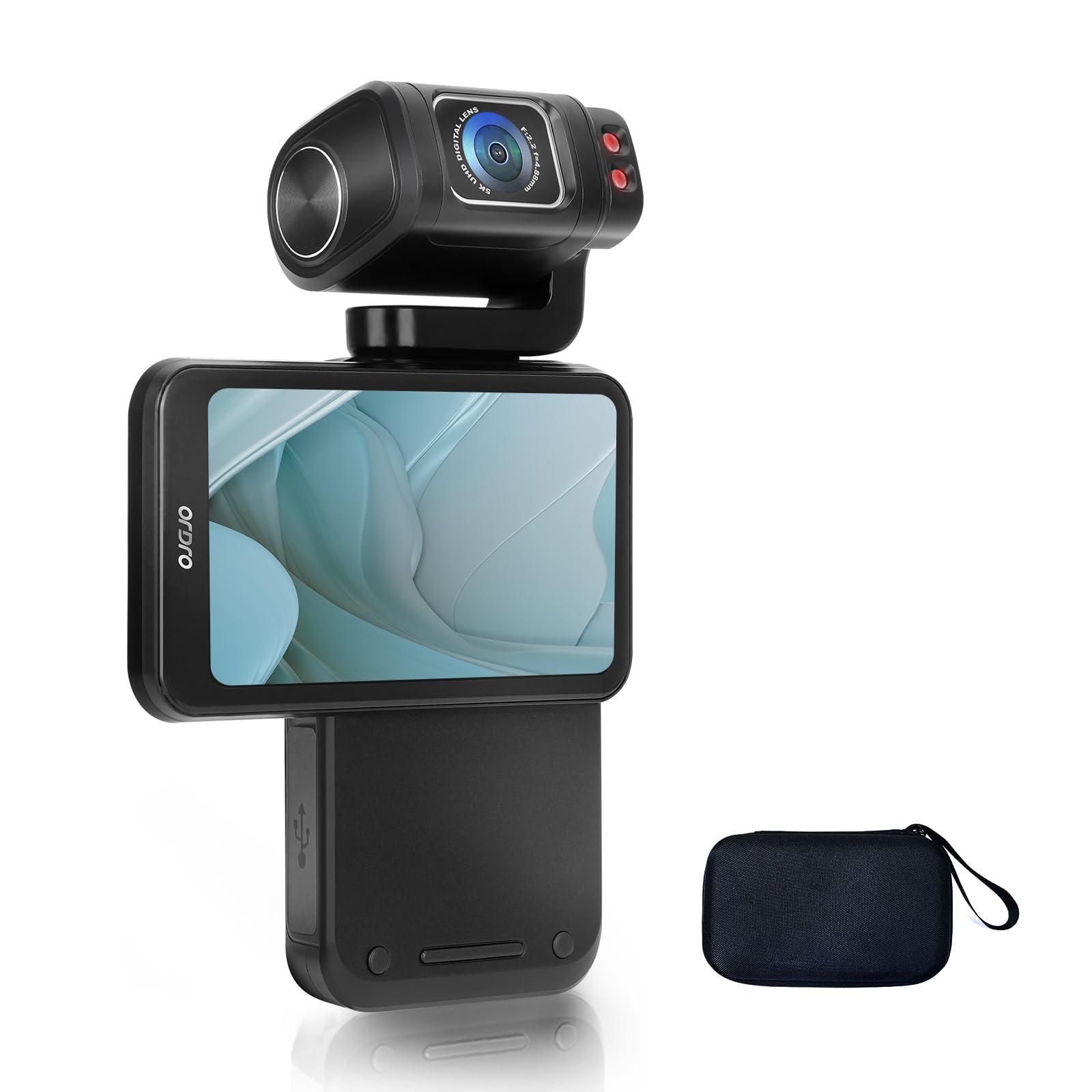 ORDRO M3 Handheld Vlog Camera, 5K Pocket Camera with 3.5-inch Flippable Touch Screen, 3250mAh Large Capacity Battery, IR Night Vision Function