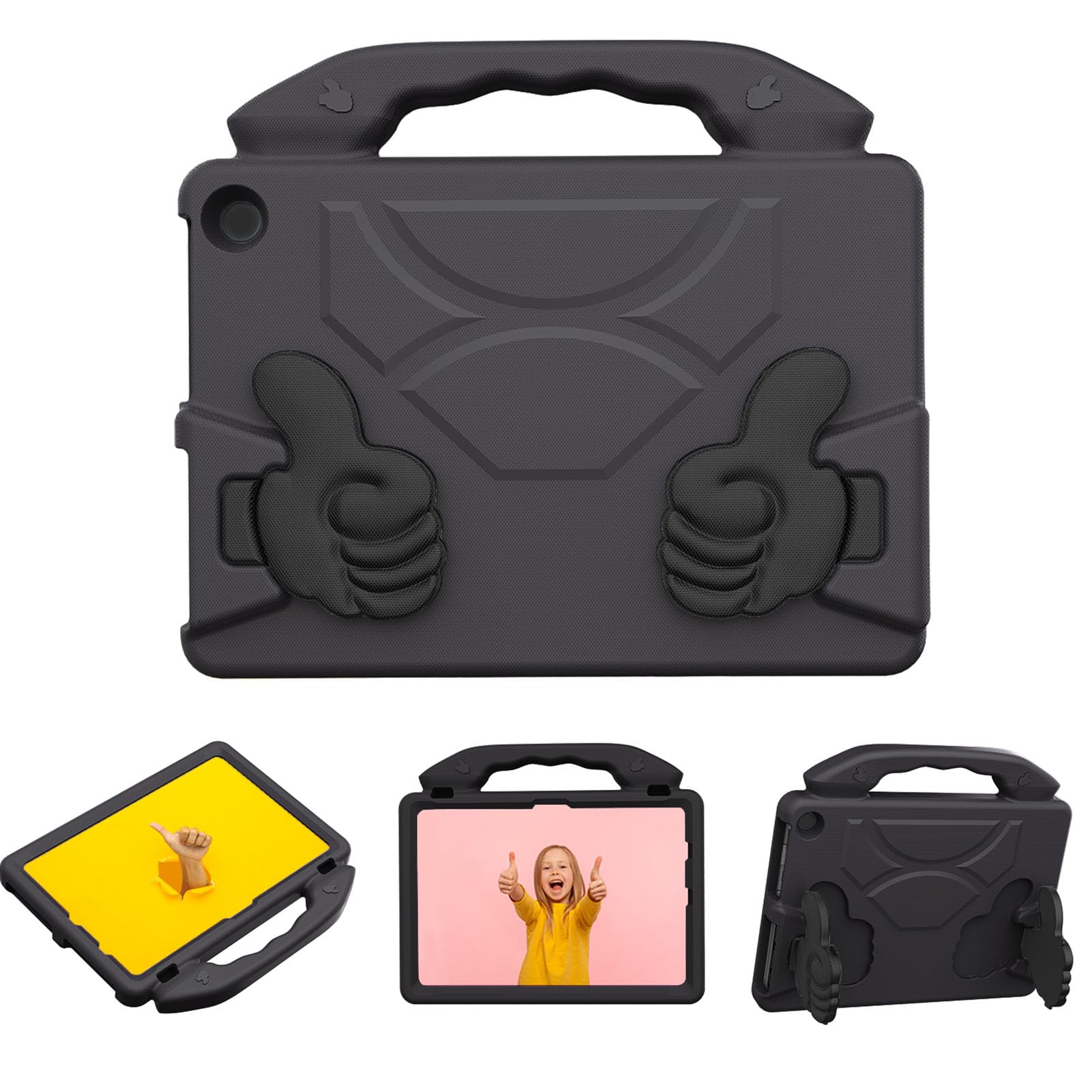 YUEHISY Tablet EVA Case Protective Cover, Shockproof Kids Case, Rotatable Foldable Handle, Washable & Precise Cutouts, for Fire HD 10 2021 2023 (Black)