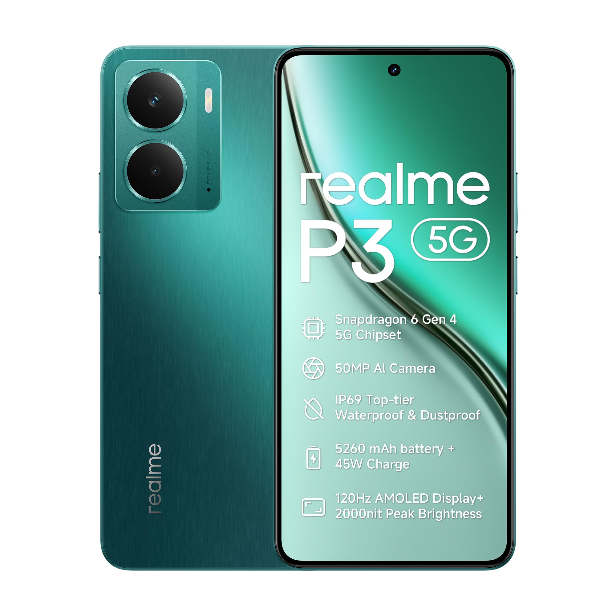 realme P4 5G (Steel Grey, 128 GB) (6 GB RAM) | 7000 mAh Battery | Mediatek Dimensity 7400 Processor | 6.77" AMOLED Display | 50MP + 8MP | 16MP Front Camera |