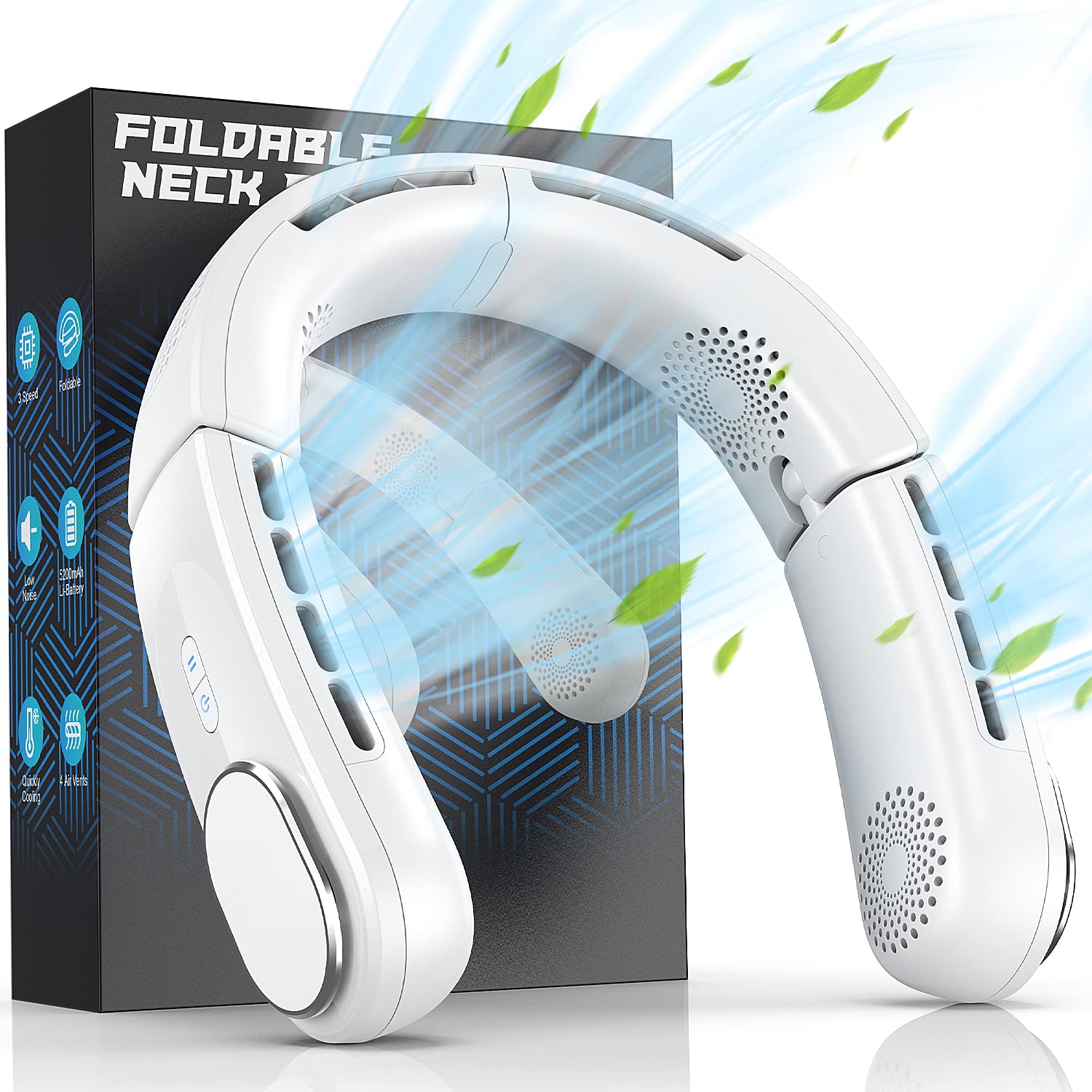 ChillGo Neck Fan, 4 Turbo Foldable Portable Fans - Personal Bladeless Fan