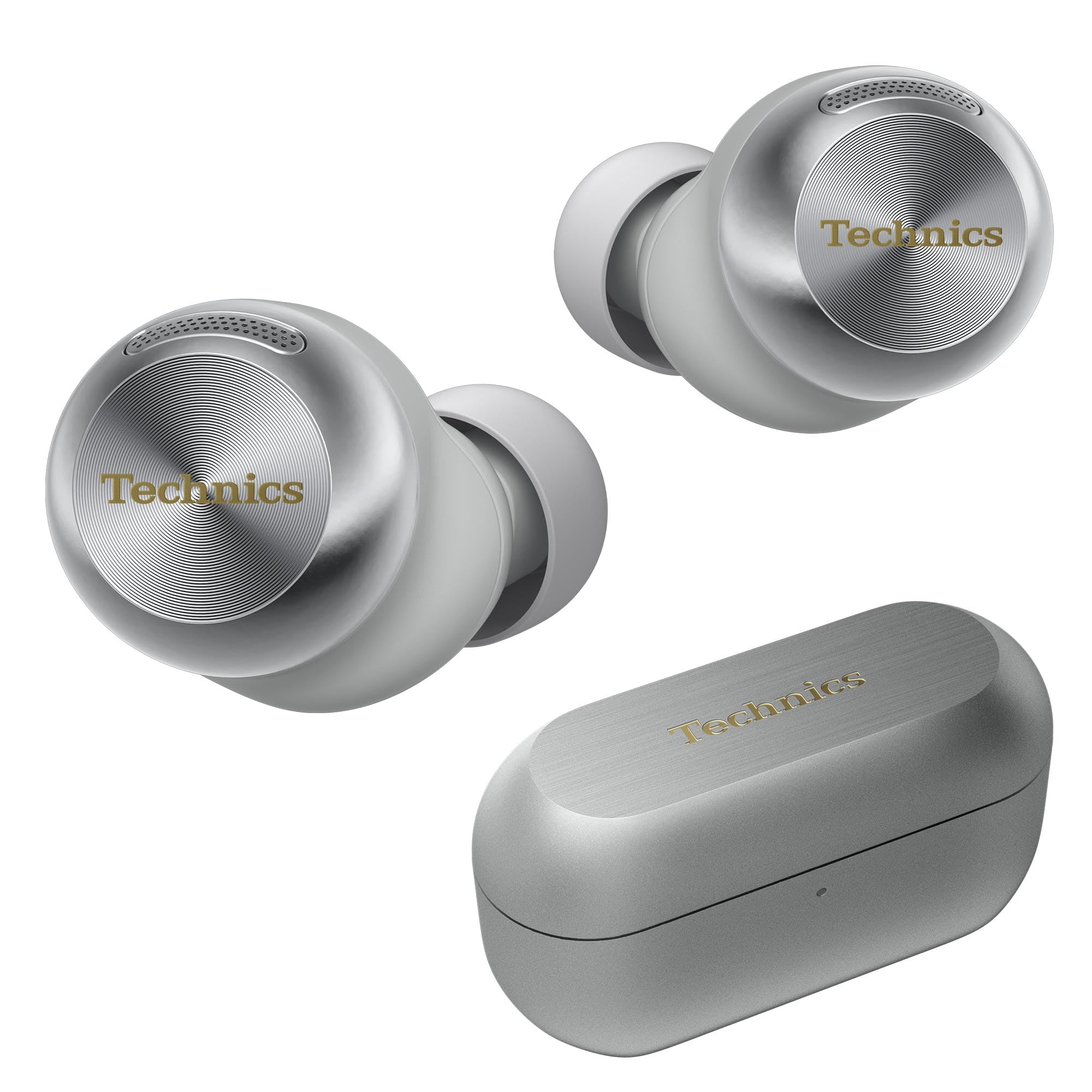 Technics Reference Class Hi-Fi Wireless Ear Buds, Dolby Atmos with Head Tracking, Adaptive Noise Cancelling, 3 Device Multipoint, 10-Hr Battery, Wireless Charging, Improved Fit, EAH-AZ100-S(Silver)