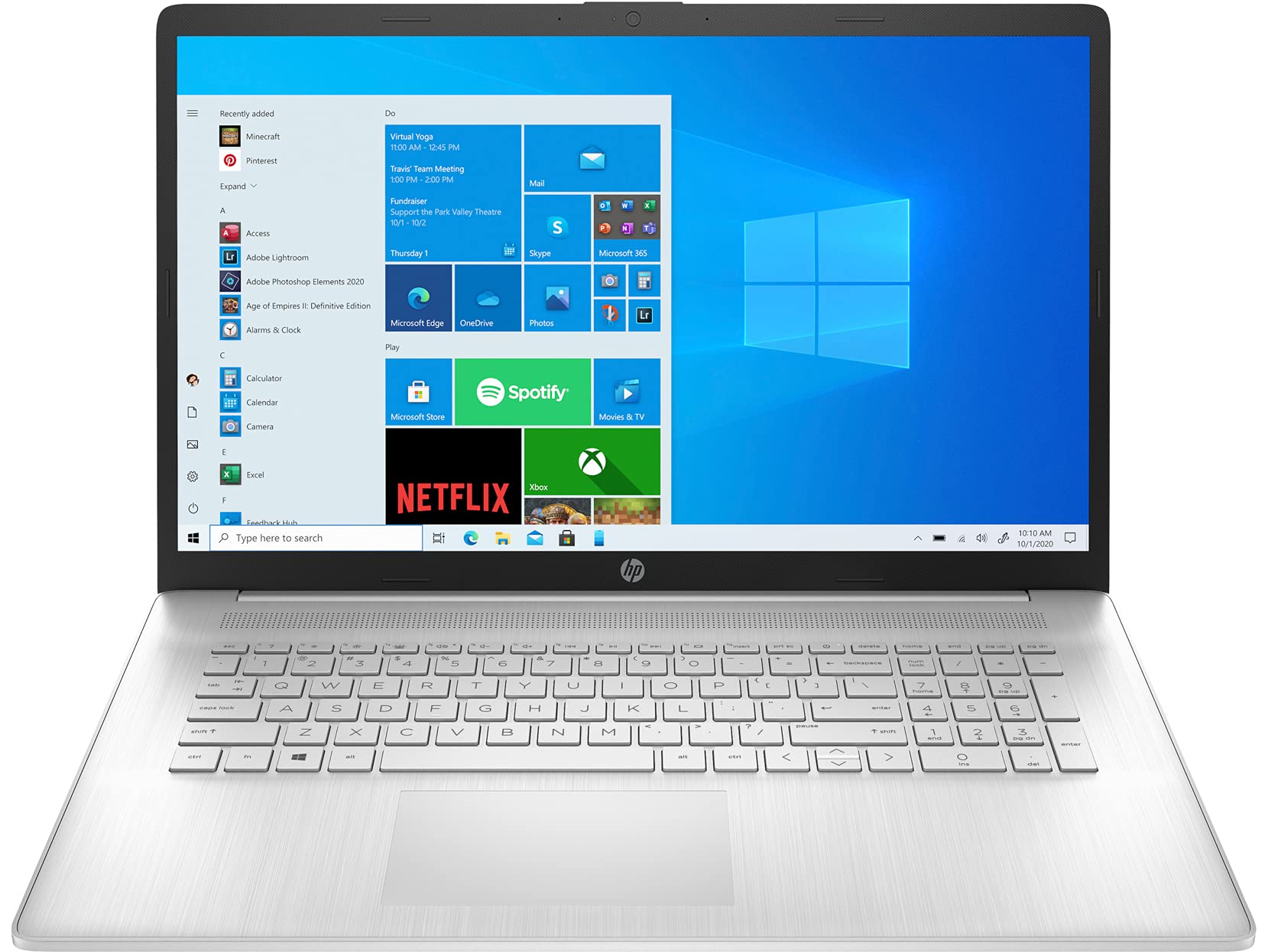 HP 17t-cn000 Entertainment Laptop (Intel i5-1135G7 4-Core, 64GB RAM, 2TB PCIe SSD + 1TB HDD, 17.3" Full HD (1920x1080), MX450, WiFi, Bluetooth, Webcam, 2xUSB 3.1, 1xHDMI, Win 10 Home)