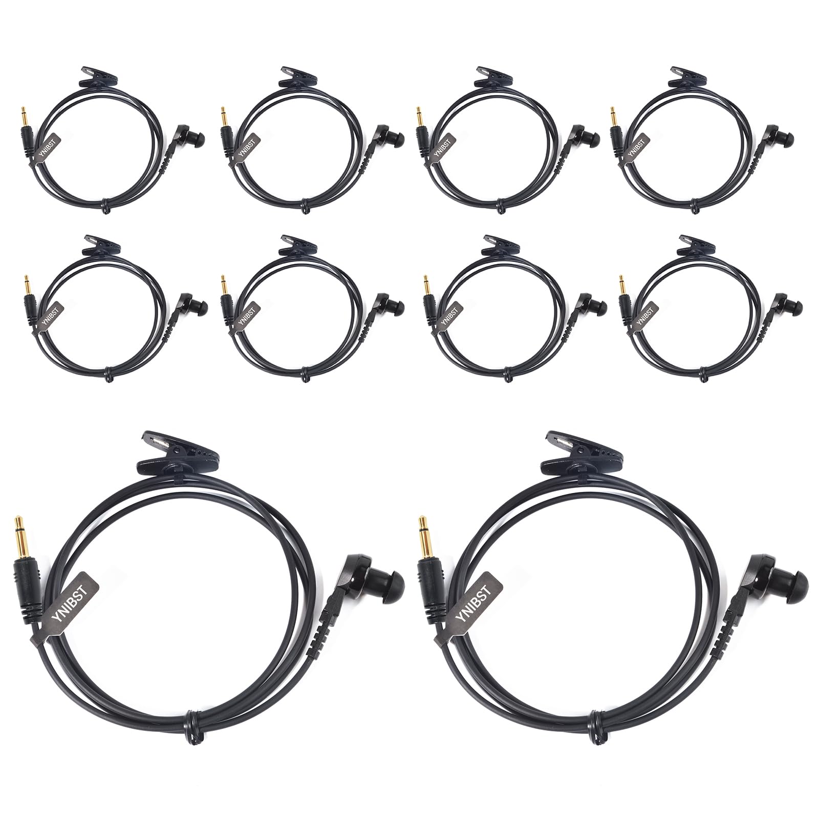 YNIBST in-Ear 3.5mm Listen/Receive Only Earpiece Surveillance Headset for Walkie Talkies Ham Transceivers and Radio Speaker Mics (10-Pack)