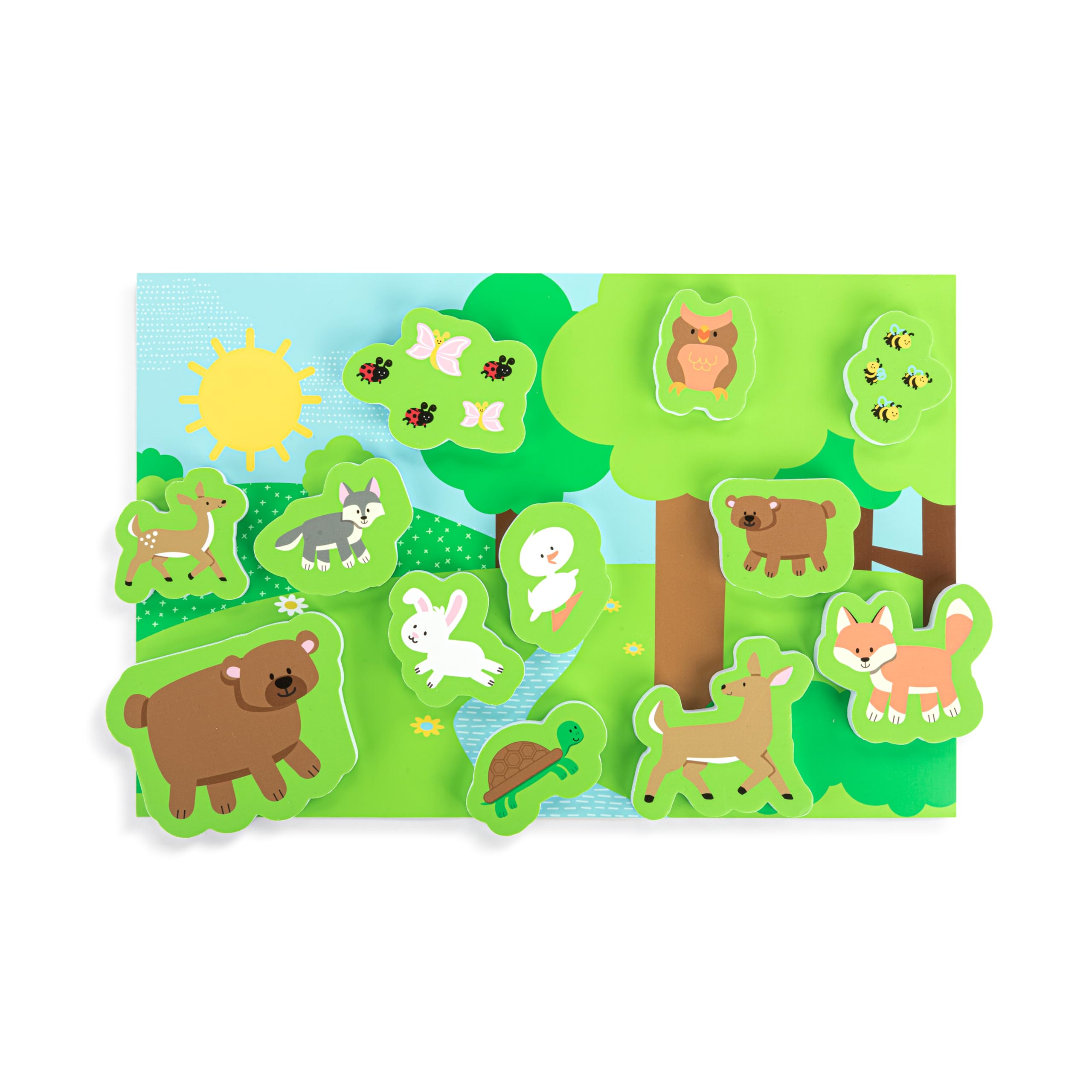 DEMDACO Love to Play 12.5 x 8 Inch Bathtub Toy Playset with Hanging Mesh Bag Organizer, Green, Forest Friends