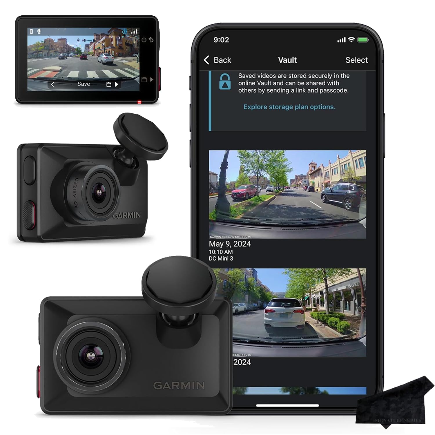 Garmin X310 Compact 4K Dash Cam with 140-degree Field of View with Signature Series Cloth