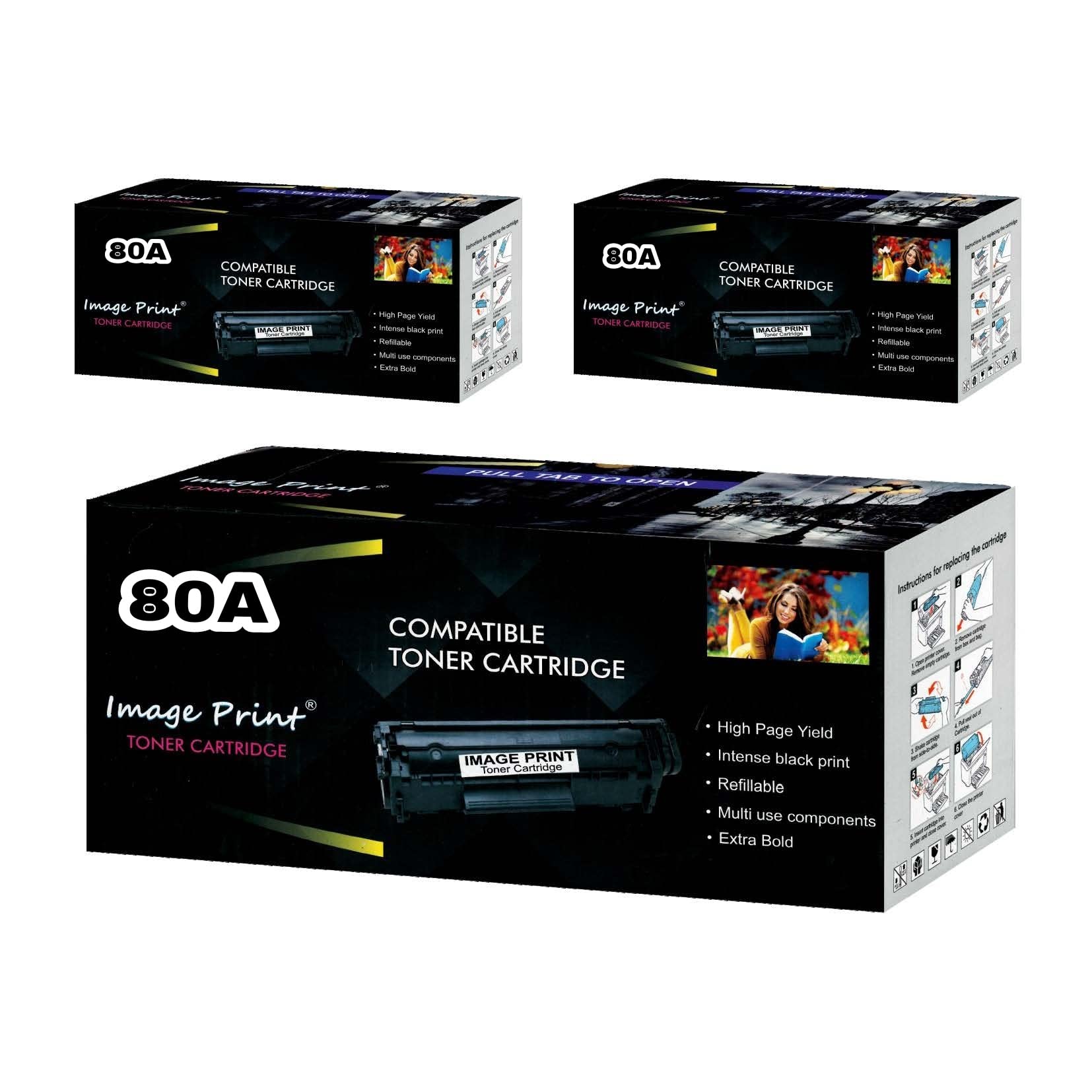 Image Print 80A/CF280A Toner Cartridge Compatible Hp Laserjet Pro 400/ M401/ M401d/ M401dn/ M401dw/ M401n/ M425d/ M425dw (Pack of 3)