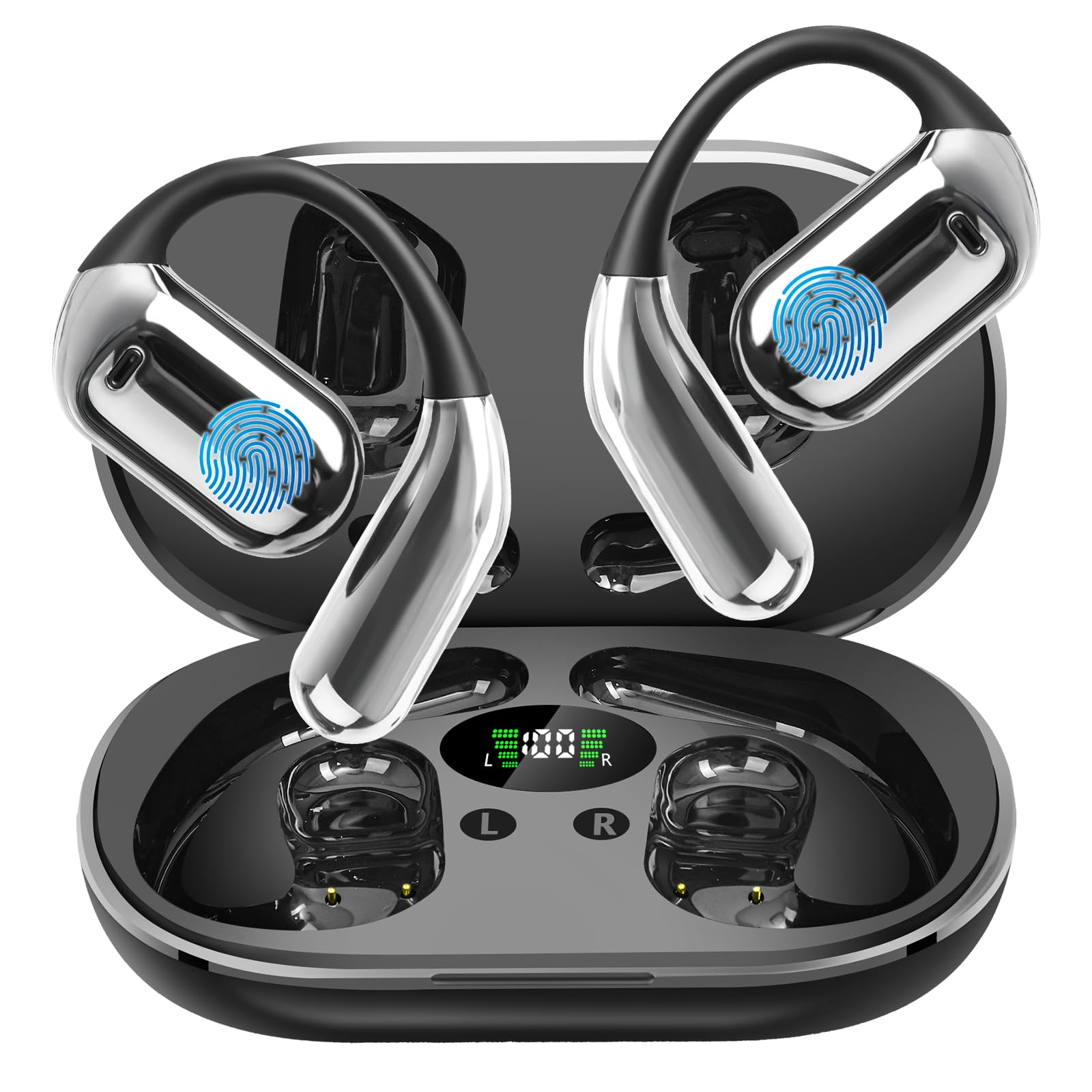 AI Translation Earbuds Real Time, 3-in-1 Translator Earbuds144 Languages & Accents, Audifonos Traductores Inglés Español,Open Ear Wireless Bluetooth Headphones with Charging Case fit iOS Android Black