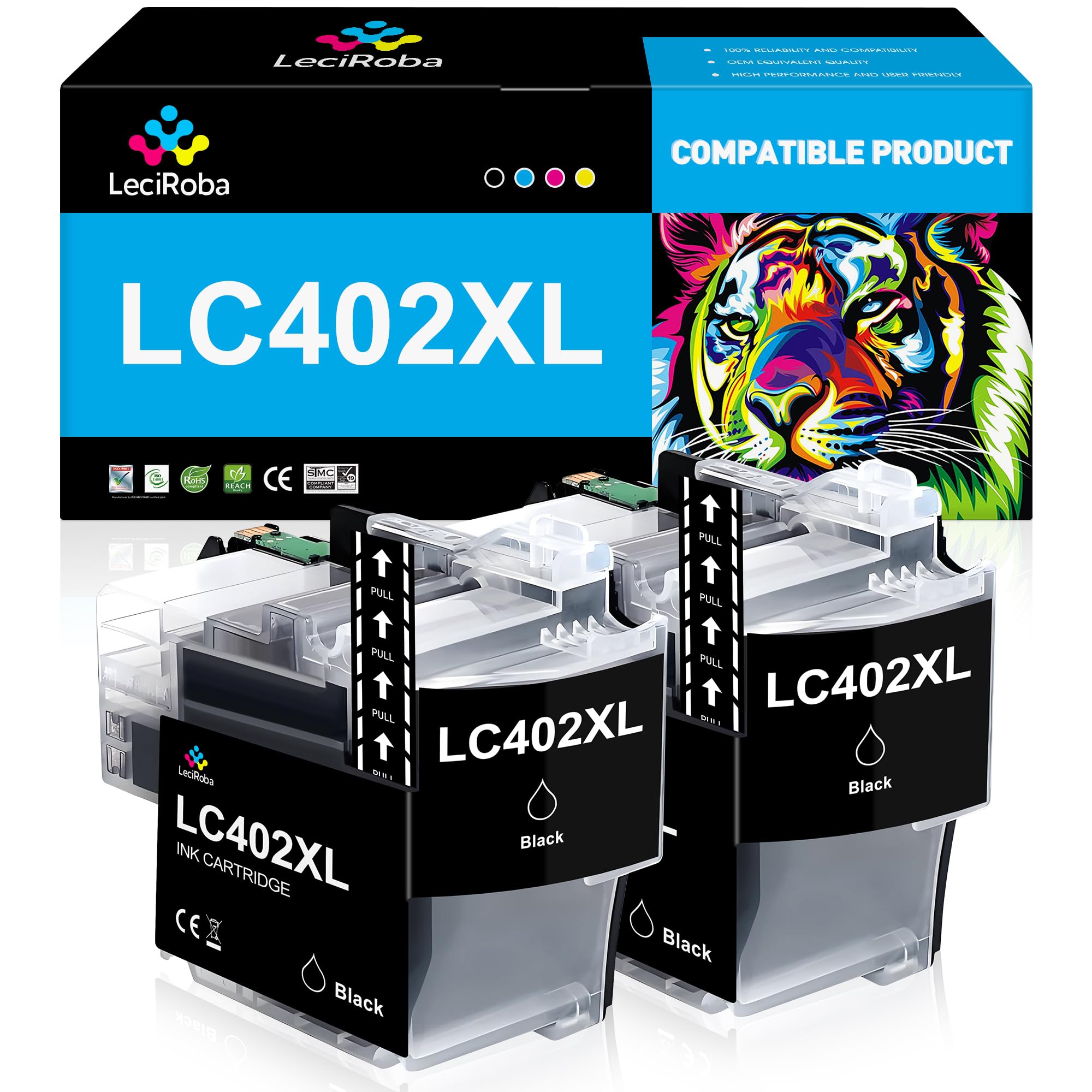 LeciRoba Compatible Replacement for Brother LC402XLBK LC402BK Ink Cartridge
