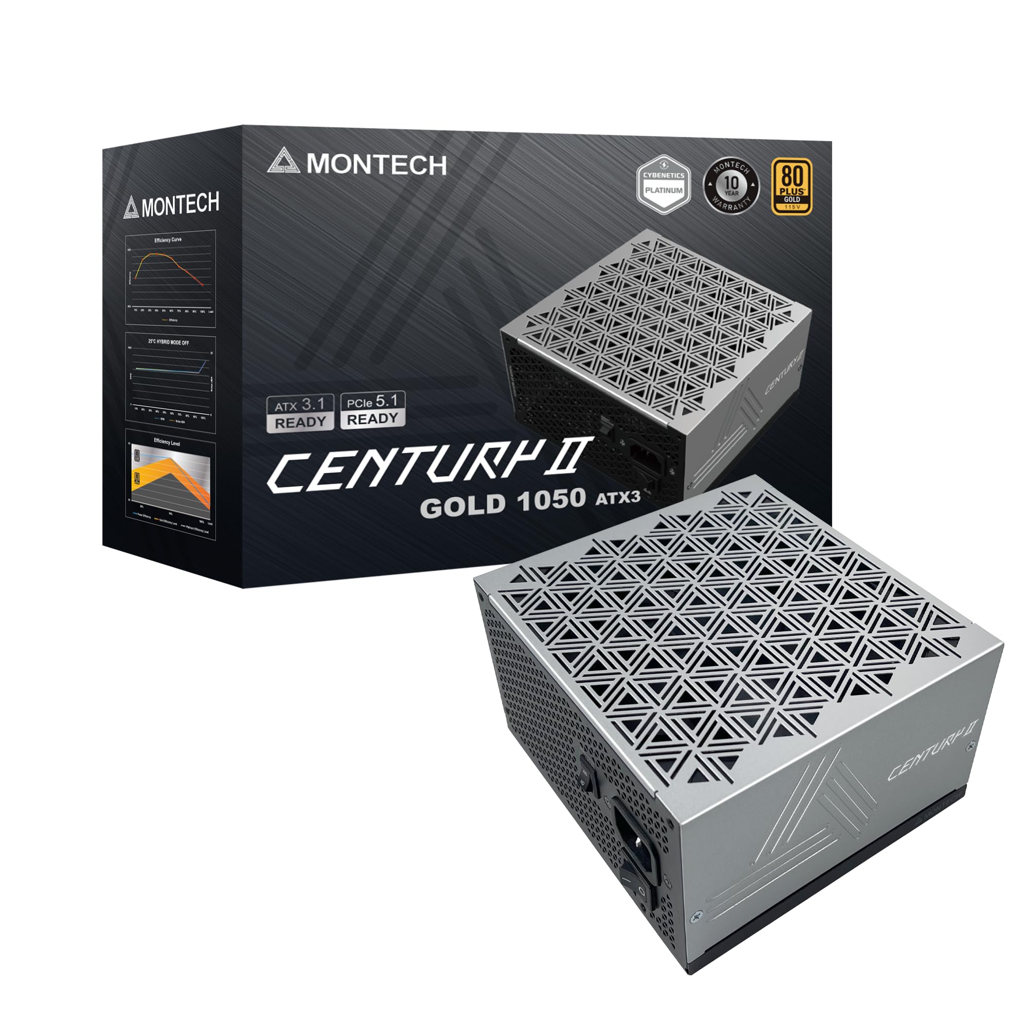 MONTECH Century II 1050W ATX 3.1 Fully Modular 80 Plus Gold Power Supply