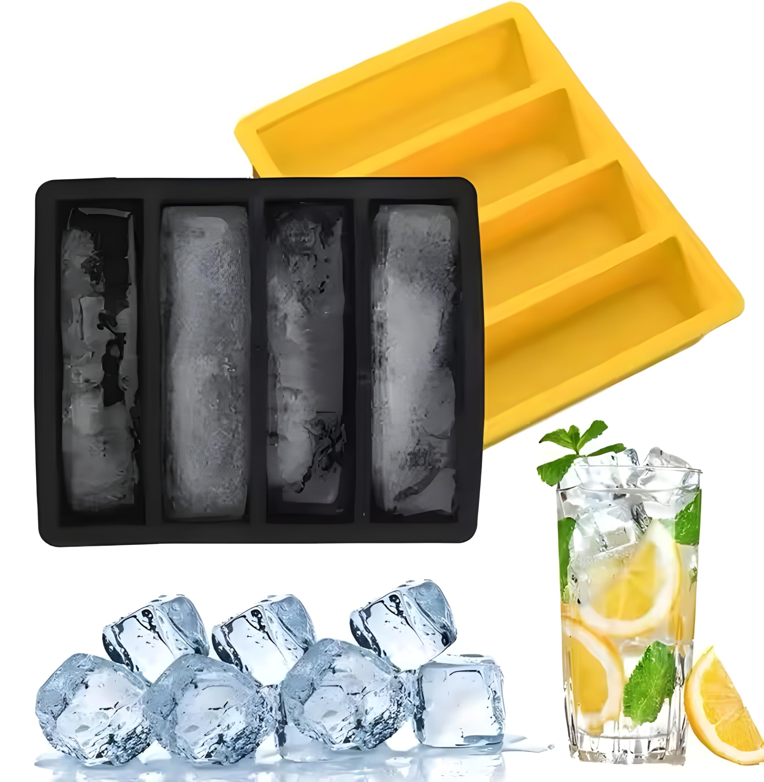 Kepzell BPA Free 4 Big Ice bar Tray Mold Giant Jumbo Large Food Grade Silicone Ice Cube Rectangle Tray Mold DIY Ice Maker Ice Cube Tray (2)